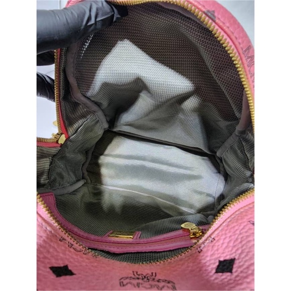 Authentic MCM Small Visetos Stark Leather Backpack Pink - Picture 14 of 15